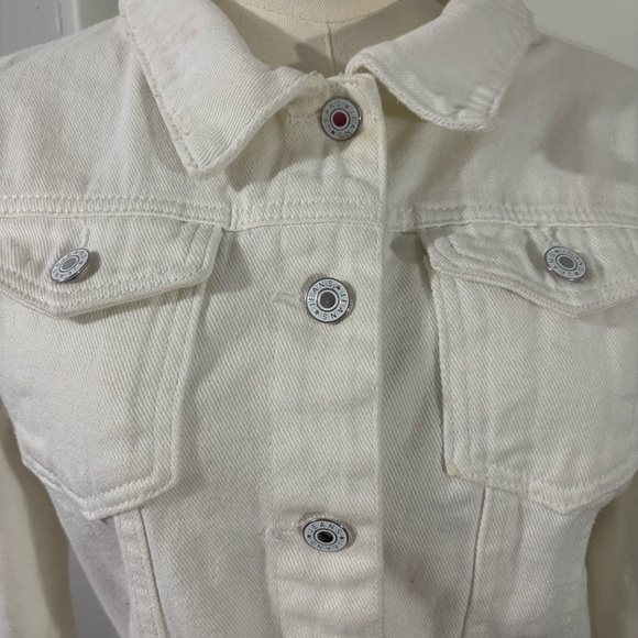 Event Blossom Bride White Denim Jacket Sz S/M Rhinestone Bridal Bachelorette - Picture 10 of 15